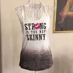 Strong is the new skinny ombré racer tank top, S